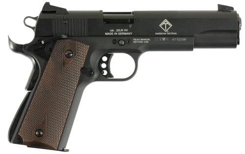ATI GSG Model 1911 22 LR - 5" Threaded Barrel - Black Finish - Wood Grip - 10 Round