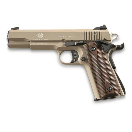 GSG 1911 22 LR - 5" Threaded Barrel - FDE / Wood - 10 Round
