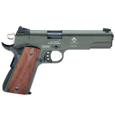 GSG 1911 22 LR - 5" Threaded Barrel - OD Green / Wood - 10 Round