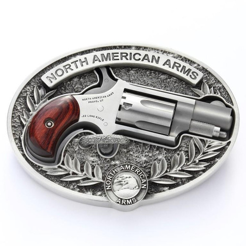 North American Arms Mini 22 LR - 1 1/8" Barrel - LR Oval Belt Buckle - Stainless / Wood - 5 Shot