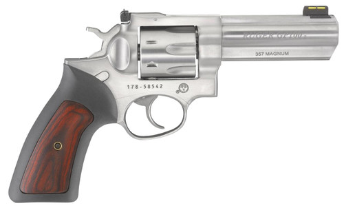 Ruger GP100 Standard 357 Magnum - 4.20" Barrel - Stainless / Black / Wood - 7 Shot