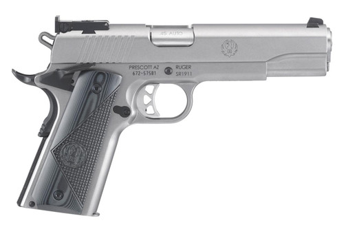 Ruger SR1911 Target 45 ACP - Stainless / Deluxe Checkered Grips - 8 Round