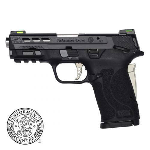 Smith & Wesson Performance Center M&P 9 Shield EZ 9mm - 3.8" Ported Barrel - Manual Thumb Safety - Silver / Black - 8 Round
