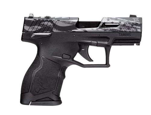 Taurus TX22 Compact 22 LR -  3.6" Barrel - Black / Engraved US Flag - 13 Round