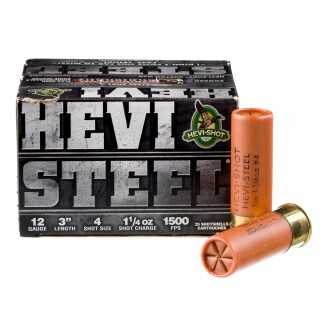 Hevi-Steel 12 Gauge Shotshell 25 Rounds 3" #4 Steel Shot 1-1/4 Ounce