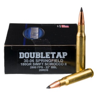 DoubleTap .30-06 Springfield Ammunition 20 Rounds Swift Scirocco II 180 Grain