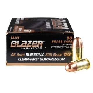 Blazer Brass Clean-Fire Suppressor .45 ACP Ammunition 50 Rounds TMJ 230 Grains