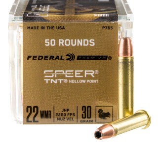 Federal V-Shok .22 WMR Ammunition 50 Rounds Speer TNT HP 30 Grain