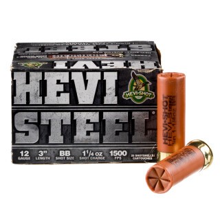 Hevi-Steel 12 Gauge Shotshell 25 Rounds 3" BB Steel Shot 1-1/4 Ounce