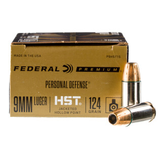 Federal Premium HST 9mm Luger Ammunition 200 Rounds JHP 124 Grain