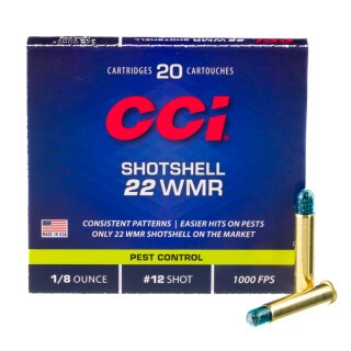 CCI Shotshell .22 WMR Ammunition 20 Rounds #12 Shot 52 Grain 1,000 Feet Per Second