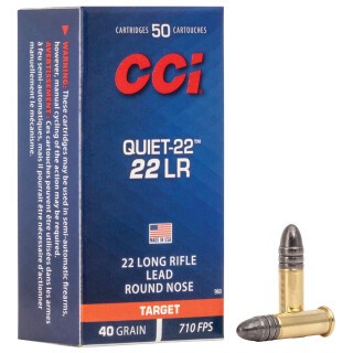 CCI Quiet-22 .22 Long Rifle Ammunition 50 Rounds LRN 40 Grain