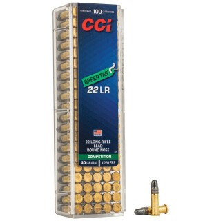 CCI Green Tag .22LR Ammunition 100 Rounds LRN 40 Grain