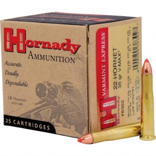 Hornady Varmint Express .22 Hornet Ammunition 25 Rounds V-MAX 35 Grain