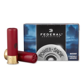 Federal Power-Shok 12 Gauge Shotshell 5 Rounds 3" #4 Buck 41 Pellets