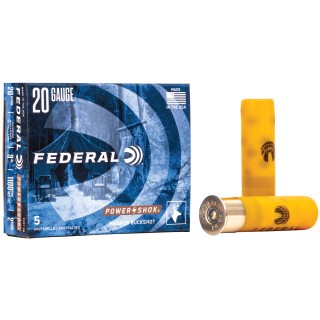 Federal Power-Shok 20 Gauge Shotshell 5 Rounds 3" #2 Buck 18 Pellets