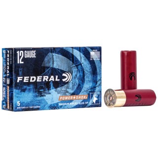 Federal Power-Shok 12 GaugeShotshell 5 Rounds 2 3/4" RIfled Slug 1 1/4oz Hollow Point, 1520 fps