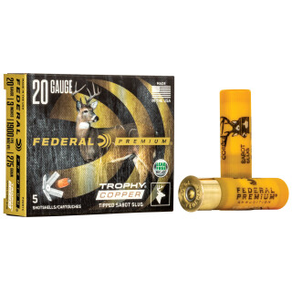 Federal Trophy Sabot Slug Ammo 20 Gauge 3" 275 Grain 5 Rounds