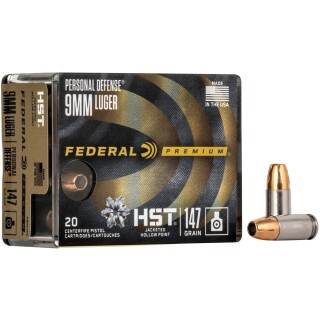 Federal Premium 9mm Luger Ammunition 20 Rounds HST JHP 147 Grain