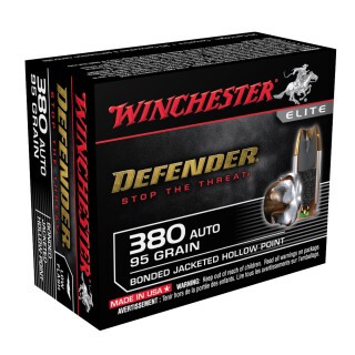 Winchester Defender .380 ACP Ammunition 20 Rounds JHP 95 Grain