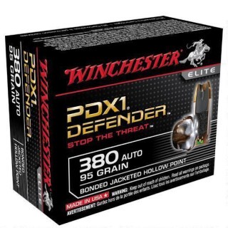 Winchester PDX1 Defender .380 ACP Ammunition 200 Rounds Bonded JHP 95 Grain
