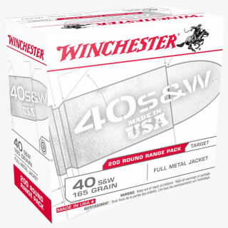 Winchester USA .40 S&W Ammunition 200 Rounds, FMJ, 165 Grain
