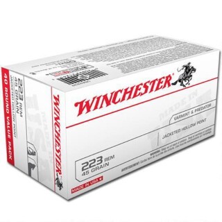 Winchester USA .223 Rem Ammunition 45 Grain JHP 3600 fps 40 Rounds