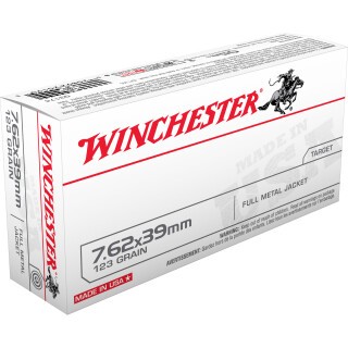 Winchester USA 7.62x39 Ammunition 20 Rounds FMJ 123 Grain Brass Cased