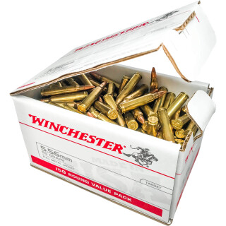Winchester USA 5.56 NATO Ammunition 600 Rounds FMJ 55 Grains