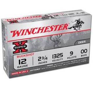 Winchester Super-X 12 Gauge Shotshell 15 Rounds 2 3/4" 00 Lead Buck Shot 9 Pellets