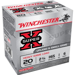 Winchester Super-X Heavy Game Load Shot Shells 250 Rounds 20 Gauge 2-3/4" 1 Ounce #6 Lead Shot 1165fps
