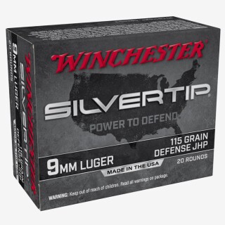 Winchester Silvertip 9mm Luger Ammunition 20 Rounds JHP 115 Grain