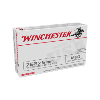 Winchester Lake City 7.62 NATO Ammunition 500 Rounds M80 FMJ 149 Grain
