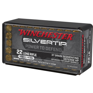 Winchester Silvertip .22 LR Ammuntion 50 Rounds Segmenting HP 37 Grain W22LRST