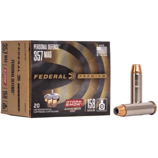 Federal Premium Hydra-Shok .357 Magnum Ammunition 20 Rounds JHP 158 Grains P357HS1
