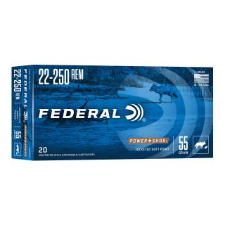 Federal Power-Shok .22-250 Remington Ammunition 20 Rounds JSP 55 Grains 22250A