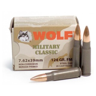 Wolf Military Classic 7.62x39 Ammunition 1000 Rounds FMJ 124 Grain Steel Cased