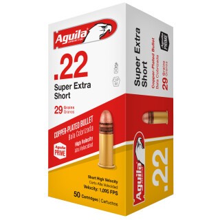 Aguila Super Extra .22 Short Ammunition 50 Rounds Copper Plated Solid Point 29 Grain