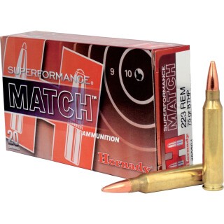Hornady Superformance Match .223 Remington Ammunition 20 Rounds BTHP 75 Grain