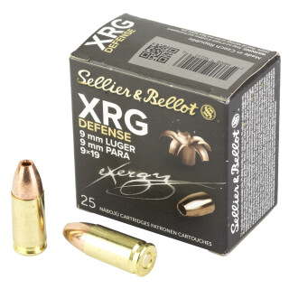 Sellier & Bellot XRG Defense 9mm Luger Ammunition 25 Rounds Copper HP 100 Grain