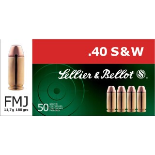 Sellier & Bellot .40 S&W Ammunition 50 Rounds FMJ 180 Grain