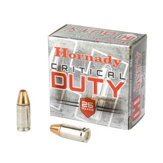 Hornady Critical Duty 9mm Luger +P Ammunition 250 Rounds FlexLock JHP 124 Grain