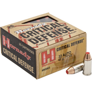 Hornady Critical Defense .32 Auto Ammunition 25 Rounds FTX 60 Grain
