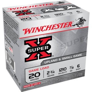 Winchester Super X 20 Gauge Shotshell 25 Rounds, 2 3/4", 7/8oz. #6
