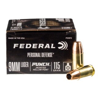 Federal Punch 9mm Luger Ammunition 20 Rounds JHP 115 Grains