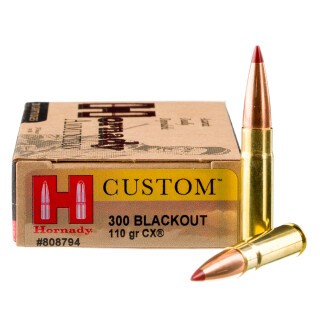 Hornady Custom .300 AAC Blackout Ammunition 20 Rounds CX 110 Grains