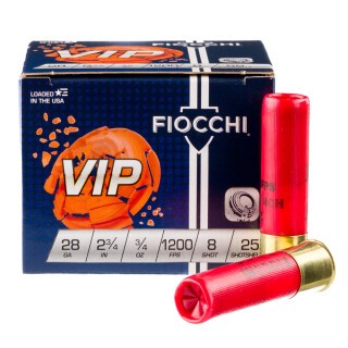 Fiocchi Exacta VIP 28 Gauge Ammunition 25 Rounds 2-3/4" #8 Lead 3/4oz