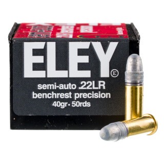 ELEY Semi-Auto .22 Long Rifle Ammunition 50 Rounds Benchrest Precision LRN 40 Grain