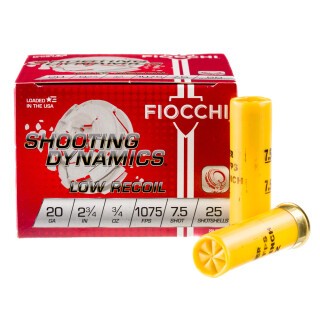 Fiocchi Exacta 20 Gauge Low Recoil Shotshell 250 Rounds 2 3/4" #7.5 Shot 3/4oz 20LITE75
