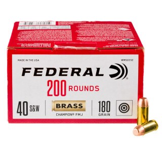Federal Champion .40 S&W Ammunition 200 Round Box 180 Grain FMJ 1000fps